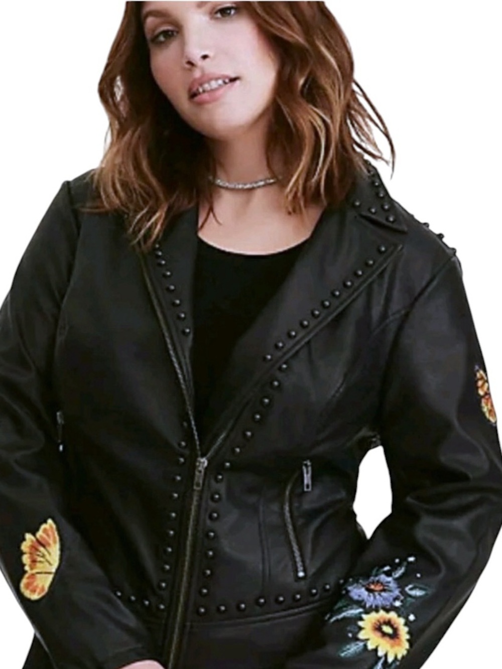 Torrid faux leather moto embroidered jacket size 3x $165